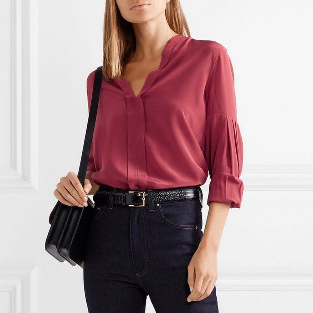 NWT EQUIPMENT V-Neck Silk Blouse, Small, Office Workwear Date Night Essential